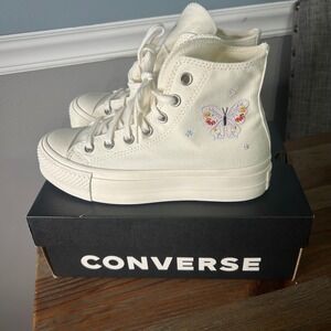 Converse Chuck‎ Taylor All Star Lift Butterfly Embroidery Platform Shoes